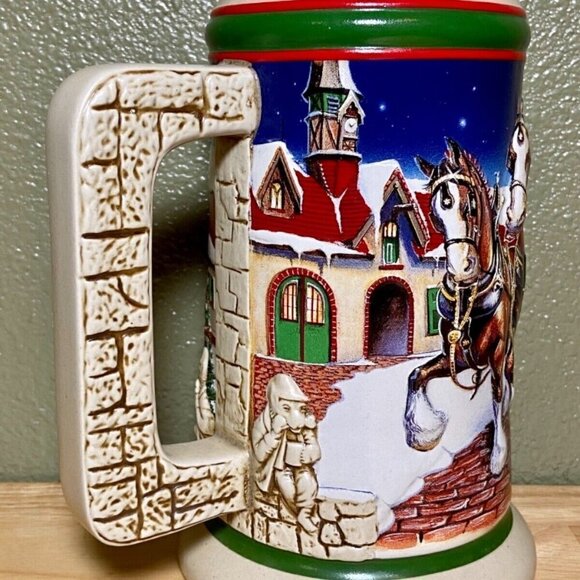 Budweiser Holiday Stein Grant’s Farm 1998 Holiday Anheuser-Busch Mint Brazil - Picture 3 of 16